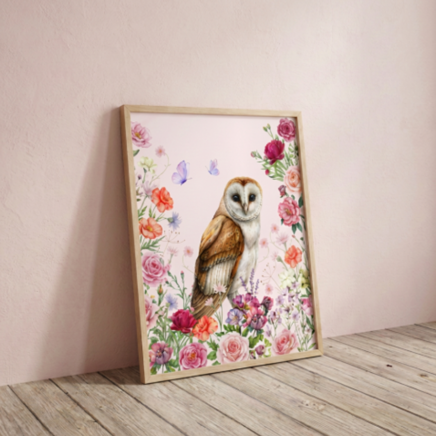 Barn Owl - Classic Semi-Glossy Framed Print