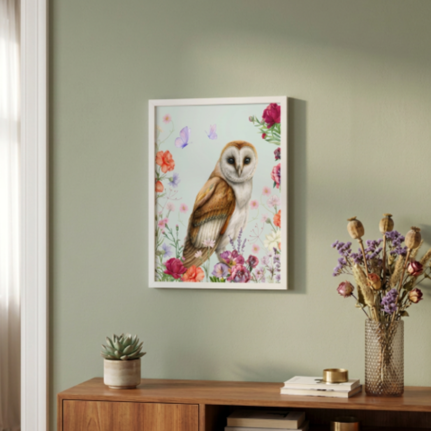 Barn Owl - Classic Semi-Glossy Framed Print