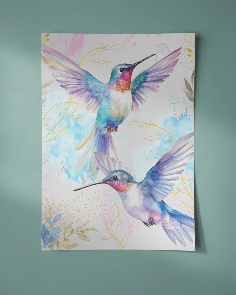 Pastel Hummingbirds Fine Art Poster