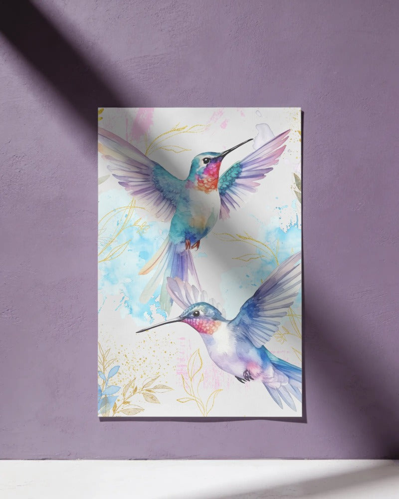 Pastel Hummingbirds Fine Art Poster